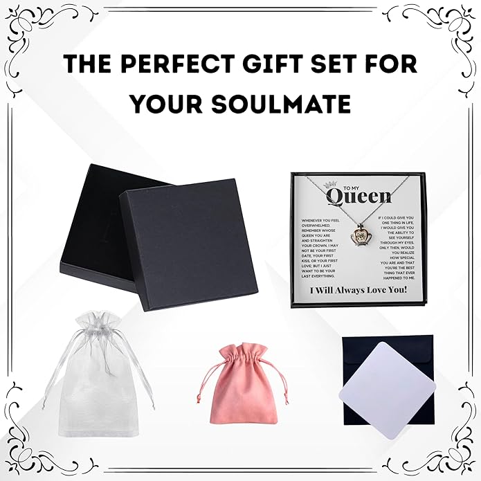 Couples Gifts Necklace To My Soulmate Necklace Birthday Christmas Jewelry Romantic Gifts For My Wife with Message Card Box Personalized Gift Present Pendant for Future Wife Soulmate Girlfriend