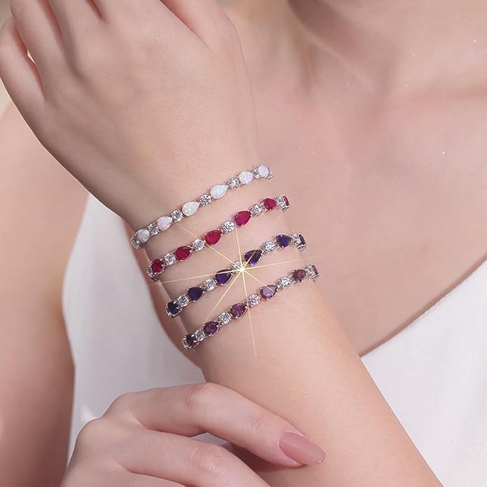 FANCIME Shine of Tears Birthstone Tennis bolo Bracelets Sterling Silver Tennis Bracelets Charm Fine Jewelry Birthday Gifts for Women Mom