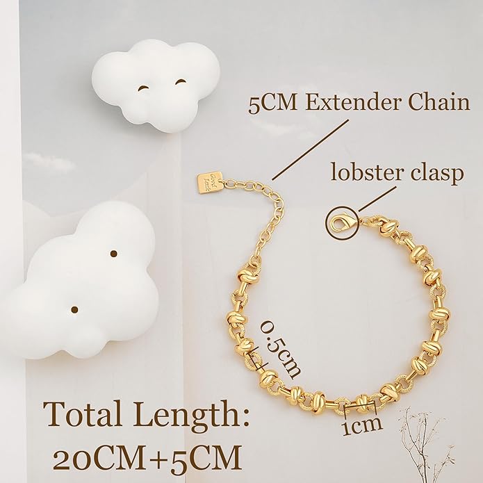 SOFYBJA 18k Gold Plated Personalized Chunky Cuban Oval Link Chain Bracelets for Men Toggle Rope Bracelet Jewelry for Women
