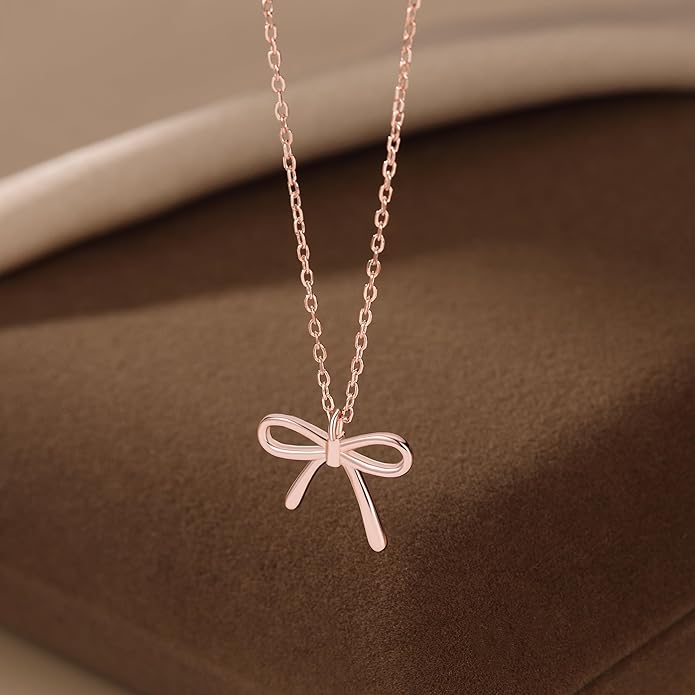 SLUYNZ Solid 925 Sterling Silver Bow Choker Necklace for Women Teens Simple Bowknot Pendant Necklace