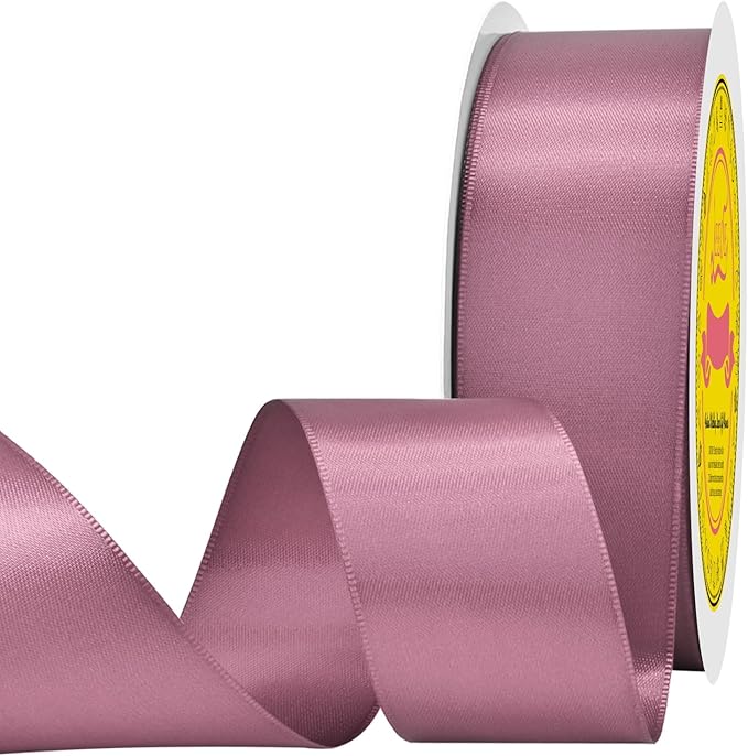 LEEQE Double Face Rose Mauve Satin Ribbon 1-1/2 inch X 50 Yards Polyester Rose Mauve Ribbon for Gift Wrapping Very Suitable for Weddings Party Hair Bow Invitation Decorations and More