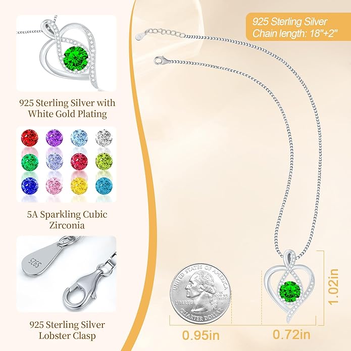 925 Sterling Silver Infinity Heart Necklace for Women, Rhodium Plated Cubic Zirconia Pendant Gift for Girlfriend Wife Mom - Anniversary Valentine's Day Birthday Present with Elegant Gift Box
