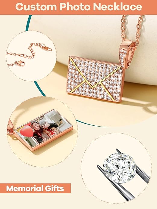 Supcare Locket Necklace That Holds Pictures-Engraved Photo Pendant Custom Jewellery Gifts for Men Women (with Jewellery Gift Box)