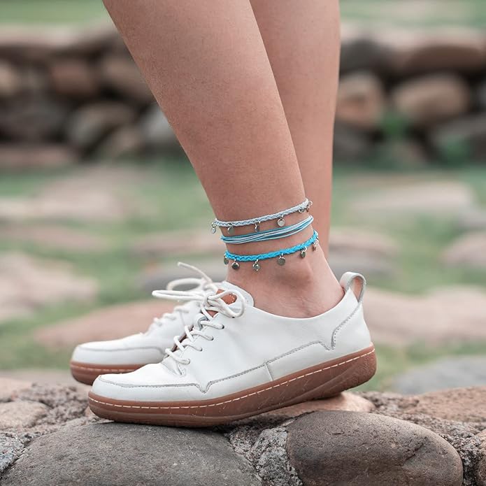 FANCY SHINY String Ankle Bracelets Waterproof Rope Anklets Braided Beach Boho Coin Anklets Cute Friendship Foot Jewelry for Women