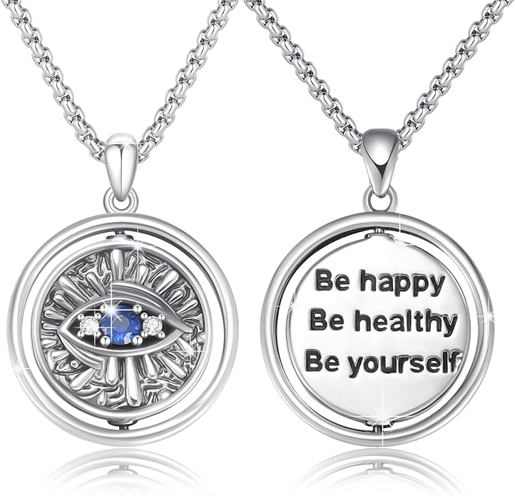 Evil Eye Necklace for Women 925 Sterling Silver, Protection Necklace with Blue Evil Eye Charm, Evil Eye/Lotus Pendant Jewelry, Birthday Christmas Gifts for Her