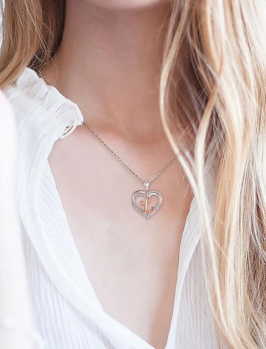 INFUSEU Unique Initial Necklaces for Women Girls Small Heart Letter Jewelry, Meaningful Personalized Gifts