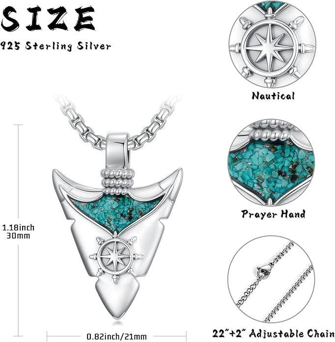 YYmqmq Arrowhead Necklace 925 Sterling Silver Arrow Pendant Necklace Jewelry Gifts for Men Women