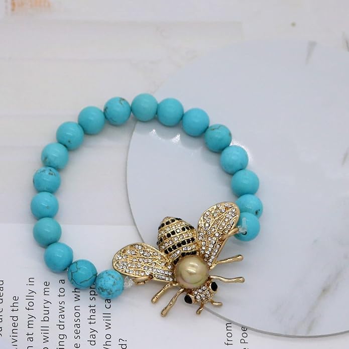 Honey Bee Brooches Crystal Insect Themed Bee Brooch Animal Fashion Shell Pearl Brooch Pin Gold Tone