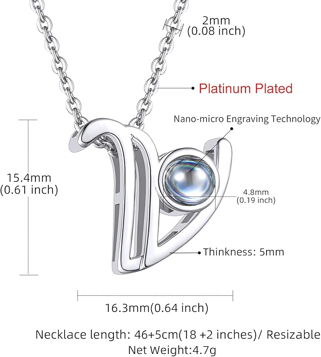 Custom4U Personalized Initial Picture Necklace for Women, Projection Necklace with Picture Inside, Gold/Silver Letter Pendant Necklace, Custom Photo Gifts for Mom Wife Birthday Valentines