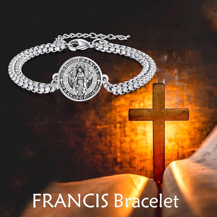YFN Patron Saint Bracelet Sterling Silver Religious Protector Bracelet Jewelry Gift for Women Men