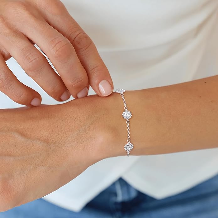 Gold Bracelets for Women,14K Dainty Gold Plated Bracelets Non Tarnish Waterproof Diamond Bracelets Heart Flower Round Square CZ Charm Bracelet Trendy Stuff Jewelry Gifts for Her