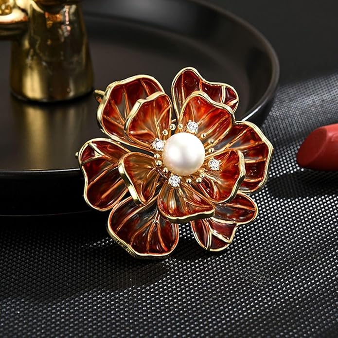 Flower Brooch Pin - Rhinestone Flower Pin 18k Gold Plated - Thanksgiving Day, Birthday, Wedding Gifts for Mom, Wife