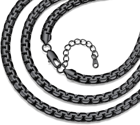 Bestyle 18K Gold Plated/Silver/Black Chain for Men, Hypoallergenic 2/4/6/8mm Stainless Steel Flat Link Chain Necklace for Men & Women Hip Hop Jewelry, 14-30"