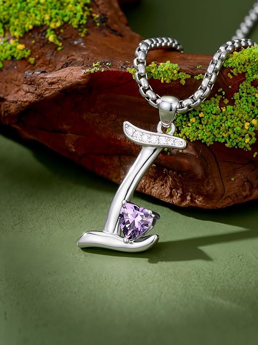 Christmas Gifts for Women Alphabet A to Z Initial Birthstone Pendant Necklaces for Women - 18k White Gold Plated Personalized Name Jewelry Valentine Mothers Day Birthday Gifts for Women Her Girlfriend