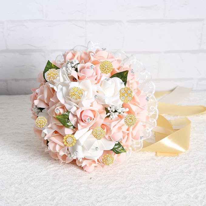 Yhsheen Rhinestone Brooches Crystal Brooch Pins, Pearl Crystal Wedding Bouquet kit Set