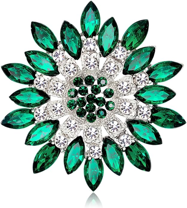 Rhinestone Sunflower Brooch for Women Sparkling Cubic Zirconia Flower Brooch Pin Elegant Large Crystal Floral Lapel Pin Dainty Clothing Hat Bag Accessories Christmas Wedding Bridal Birthday Jewelry