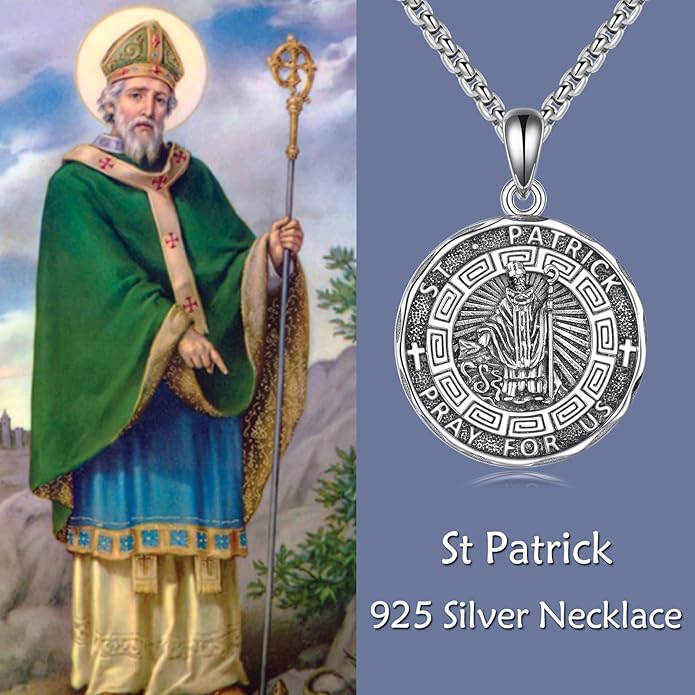 YFN Patron Saint Necklace Sterling Silver Amulet Medal Pendant Religious Protector Jewelry Gifts for Women Men