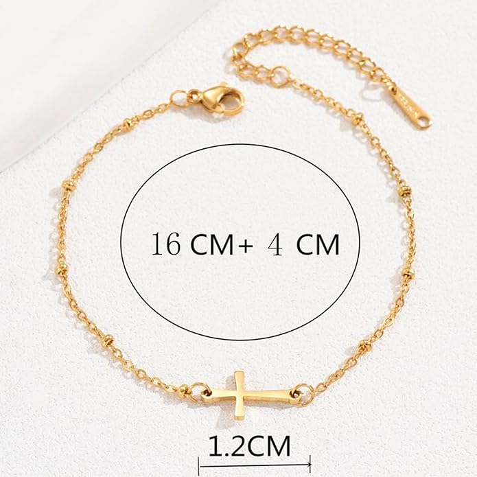 Ankle Bracelets for Women Dainty 18K Gold Plated Anklet Waterproof Round Beaded Paperclip Herringbone Pearl Chain Anklets Waterproof Beach Foot Jewelry