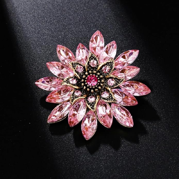 Rhinestone Flower Brooch Pin for Women Red Black Purple Flower Broochs Pin Hat Christmas Brooch Jewelry