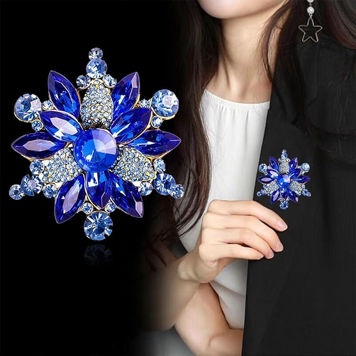 Rhinestone Flower Brooch Pin for Women Red Black Purple Flower Broochs Pin Hat Christmas Brooch Jewelry