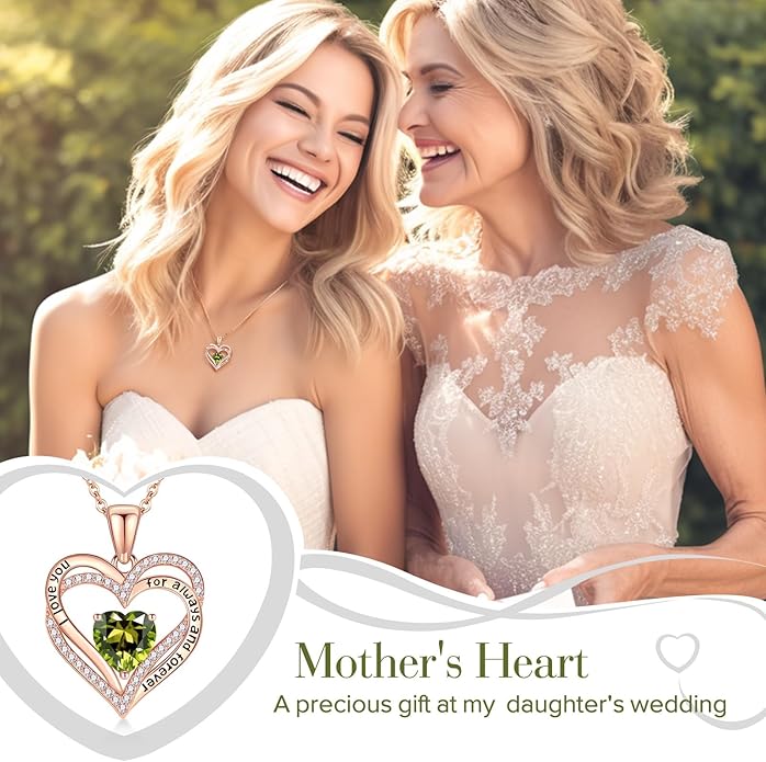 Vakki Birthstone Jewelry for Women Pendant Necklace 925 Sterling Silver Heart Necklace Birthday Gifts for Wife Daughter Girlfriend