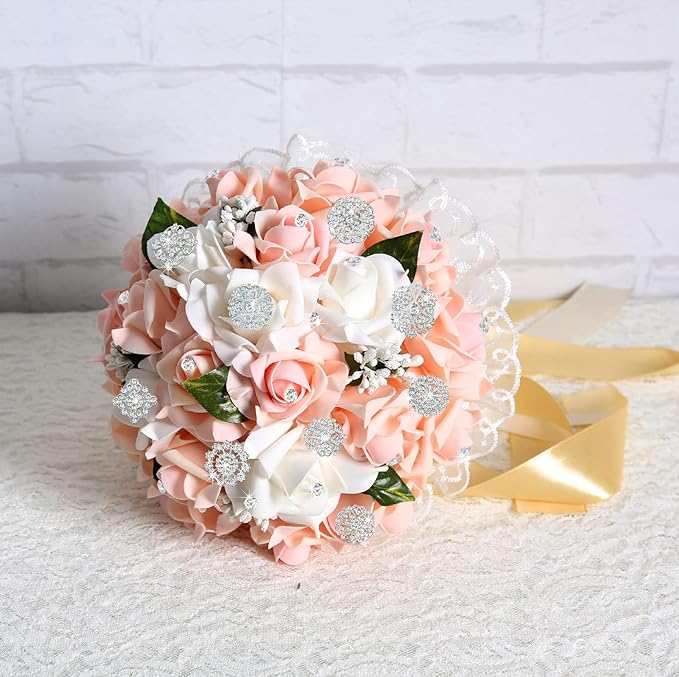 Yhsheen Rhinestone Brooches Crystal Brooch Pins, Pearl Crystal Wedding Bouquet kit Set