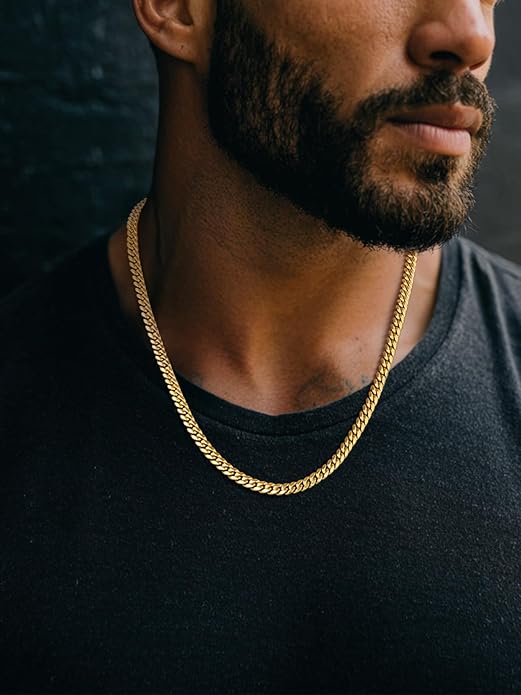 ChainsPro Chunky Miami Cuban Link Chains for Men,Stainless Steel Cuban Chain Necklace,4.8/6/10/14mm Width,No Tarnish& Thick Hip Hop Jewelry,18-30 inch Length, Black/Gold Plated/Silver,Send Gift Box