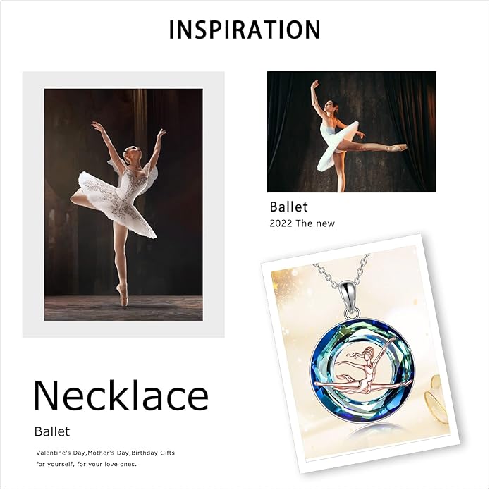 POPLYKE Sports Gifts for Girls Sterling Silver Gymnastics/Ballerina/Piano/Reading Heart-Shaped Pendant Necklace for Women