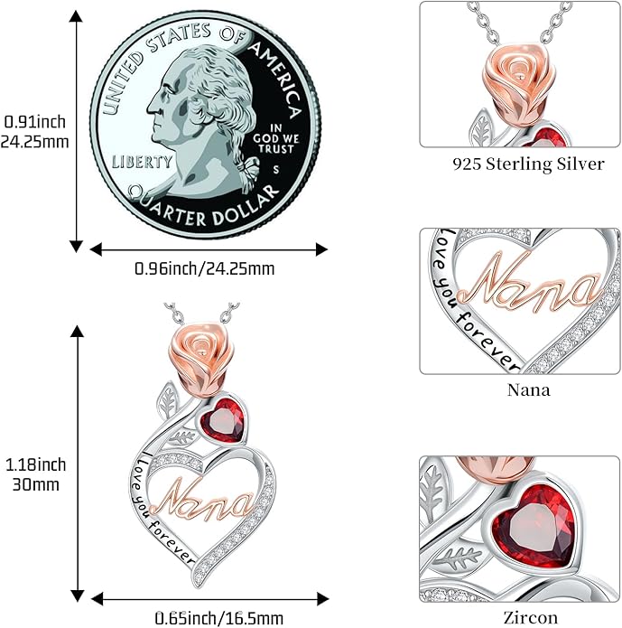 Mother's Day Necklace Gifts 925 Sterling Silver Mom/Wife/Grandma/Nana/Family I Love You Mom Necklace for Women Jewelry Birthday Gifts for Couple