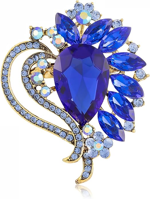 LAXPICOL Vintage Austrian Crystal Elegant Heart Flower Brooch Pin For Women Wedding Broach Pin