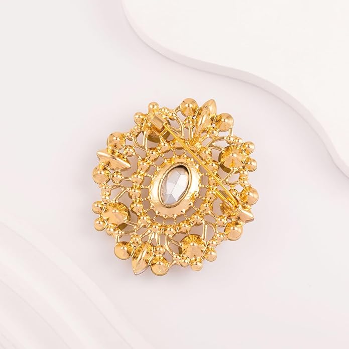 LAXPICOL Vintage Clear Austrian Crystal Brooch Pin for Women Elegant Wedding Bridal Brooches Broach Pin 1.69"*1.39"