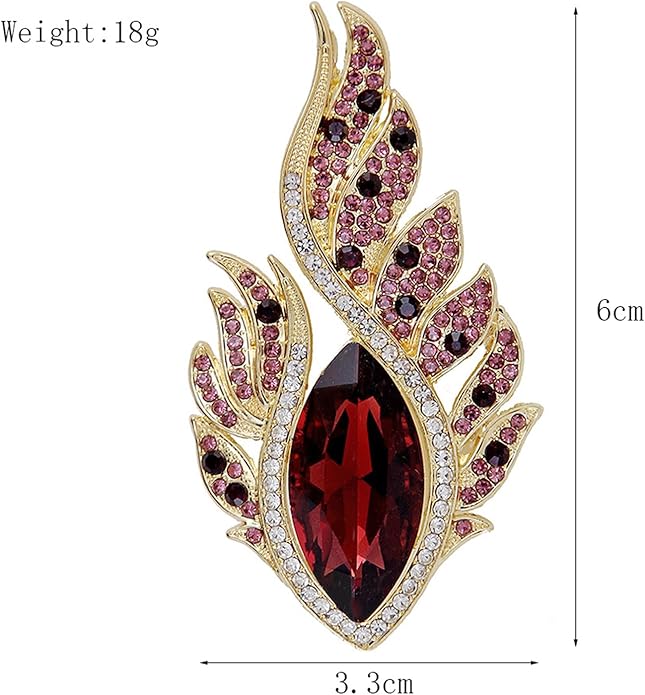 Rhinestone Feather Brooches for Women Men,Vintage Animal Peacock Pin Gold/Silver/Blue/ Crystal Diamond Lapel Pins Fashion Enamel Feather Leaf Brooch Elegant Dress Coat Pin Decor Wedding Christmas Birthday Jewelry