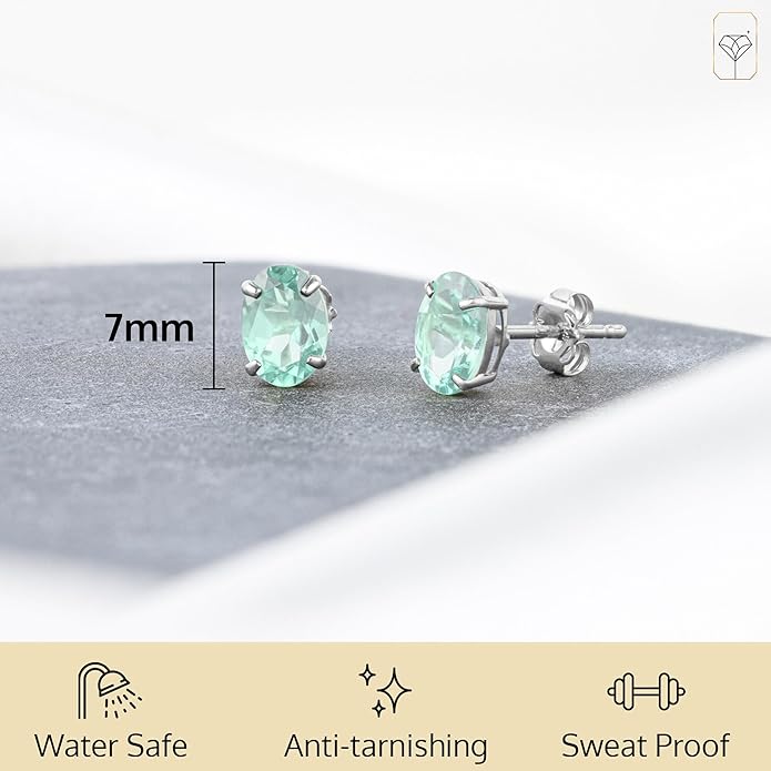 14k Gold Oval Stud Earrings for Women with Push Backs | 7x5mm Gemstone Birthstone Earrings | Real 14 Karat Gold Earrings Studs | Hypoallergenic Gemstone Stud Earrings for Women by MAX + STONE