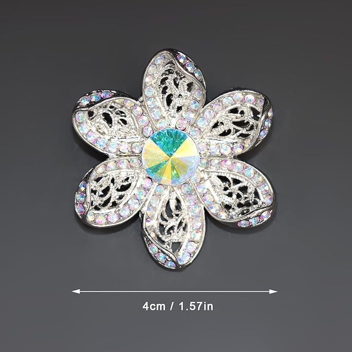 Jerler Sliver Crystal Brooch Pin Rhinestone Lapel Pin Jewelry for Women, Banquet Scarf Pearl Pins for Wedding Bridal Party