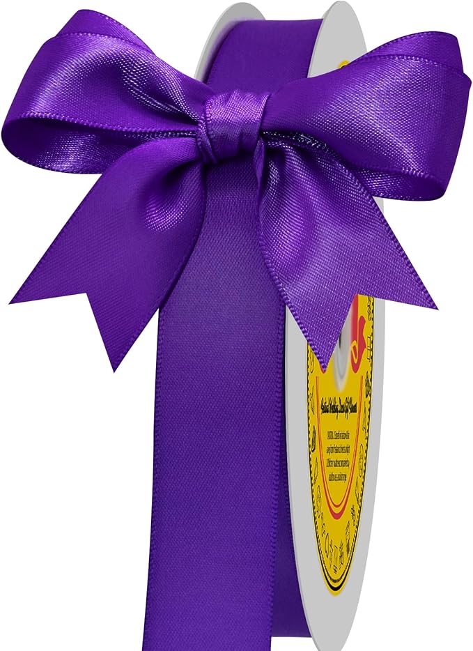 LEEQE Purple Satin Ribbon 7/8 inch X 100 Yards Polyester Ribbon for Gift Wrapping Very Suitable for Weddings Party Hair Bow Invitation Decorations and More