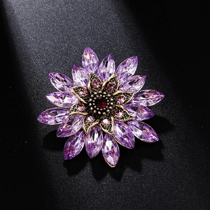 Rhinestone Flower Brooch Pin for Women Red Black Purple Flower Broochs Pin Hat Christmas Brooch Jewelry