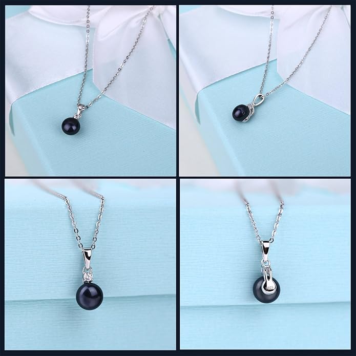 925 Sterling Silver Freshwater Cultured Pearl Pendant Necklace JO WISDOM Jewelry for Women,Girls