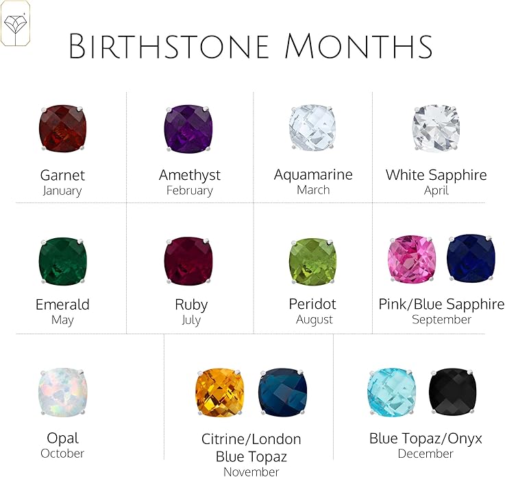 14k Gold 6MM Cushion Cut Stud Gemstone Earrings | Hypoallergenic Solitaire Gemstone Studs with 14K Gold Backs | Lightweight Birthstone Earrings with Gift Box by MAX + STONE