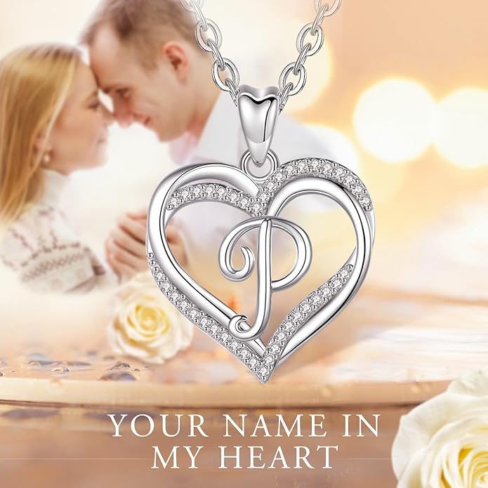 INFUSEU Unique Initial Necklaces for Women Girls Small Heart Letter Jewelry, Meaningful Personalized Gifts