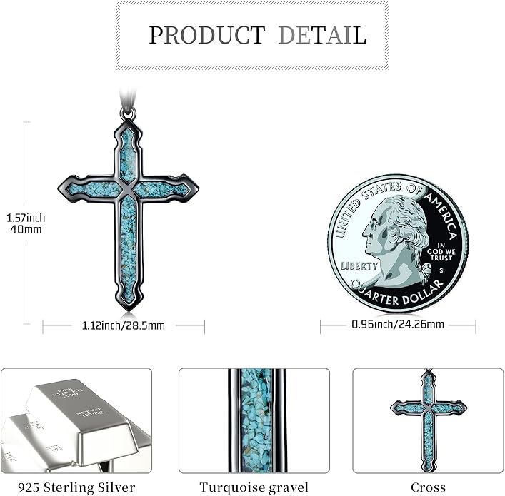 Cross Necklace for Men 925 Sterling Silver Celtic Cross Pendant Christian Jewelry Religious Christmas Gifts for Women