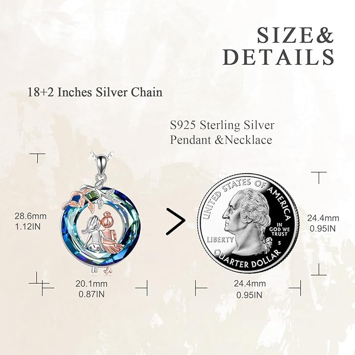 AOBOCO Gifts for Sister 2 3 Sisters Necklace for Women Sterling Silver Sister Crystal Pendant Jewelry Birthday Christmas Gifts for Friend Female Friendship Lasts Forever