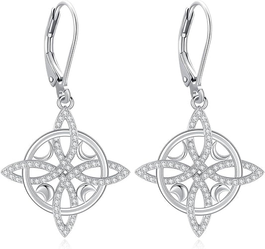 Eusense Sterling Silver Dangle Earrings for Women Tree of Life Animals Moonstone Turquoise Leverback Earrings Jewelry Gifts