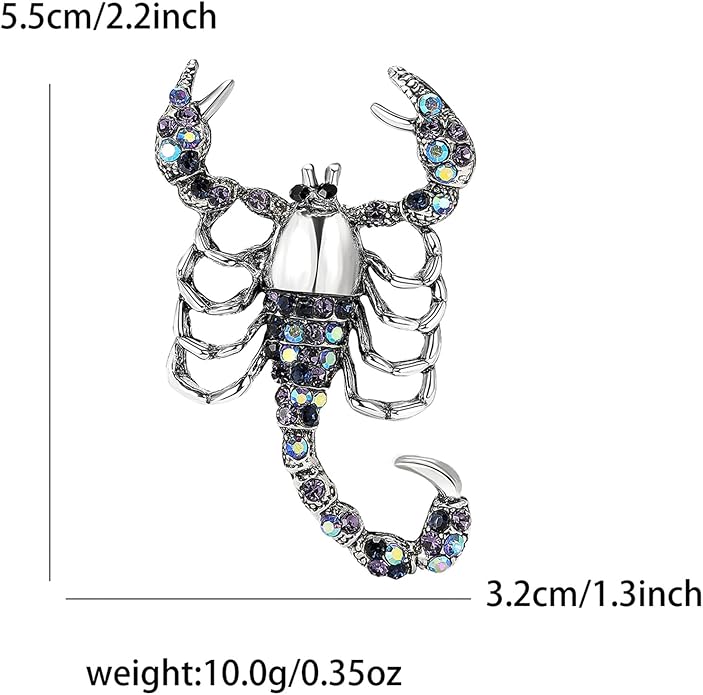 Dreuyet Rhinestone Scorpion Brooch Pin for Women Men Vintage Crystal Scorpion Brooches Punk Style Insect Animal Laple Pin Clothing Suits Accessories Christmas Birthday Jewelry