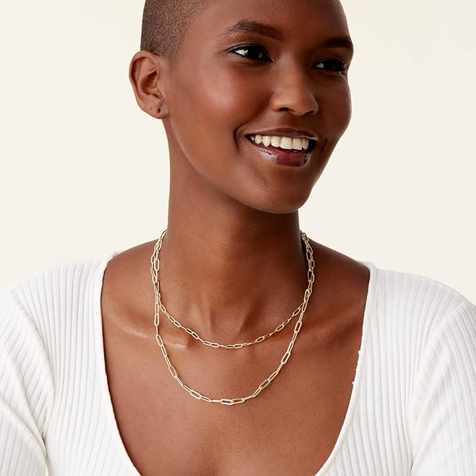 PAVOI 14K Gold Plated Dainty Layering Necklaces for Women | Snake Chain, Curb Link, Paperclip Layered Chains | Trendy Layering Necklace
