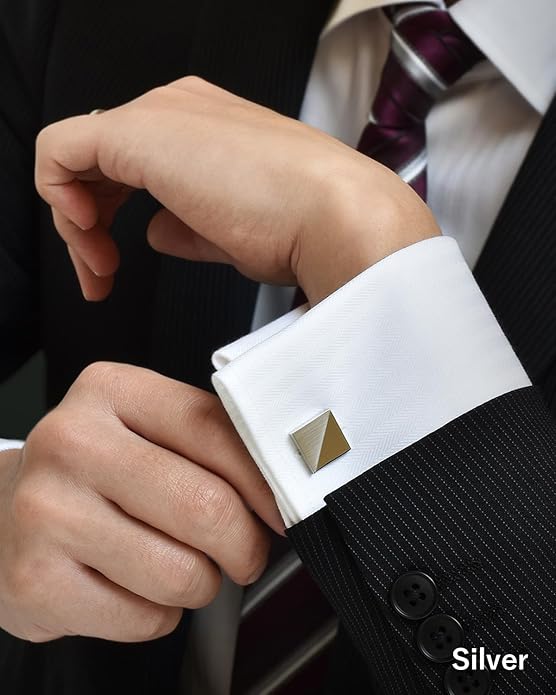 [TAVARAT] Cufflinks for Men Black Silver Tps-056