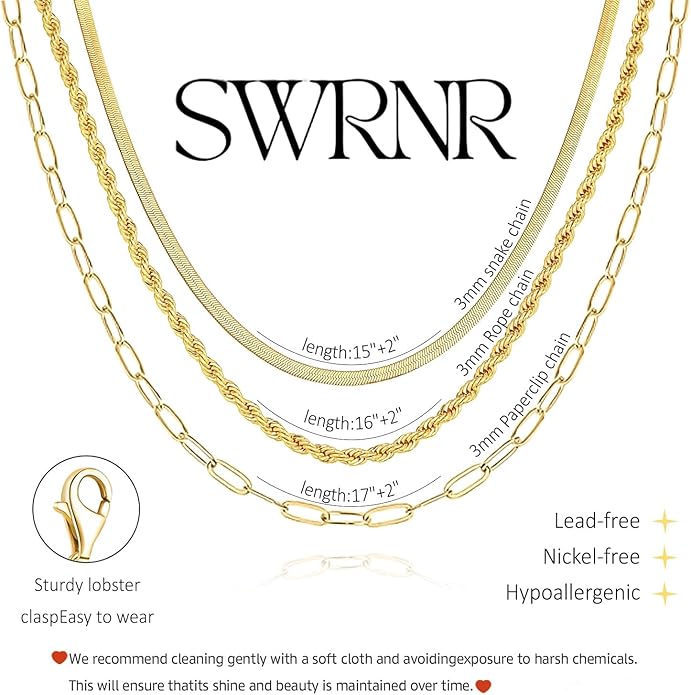 Layered Gold Necklace for Women Dainty 14K Gold/Silver Plated Stacked Necklace for Women Trendy Cuban Paperclip Herringbone Chain Diamond Pendant Necklaces Jewelry Set Accessories Gift