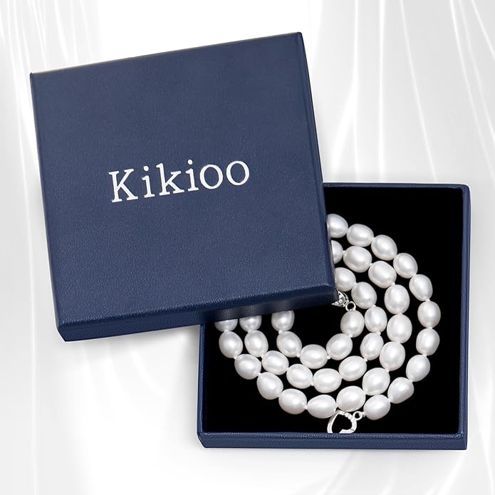 Kikioo Freshwater Cultured Pearl Necklace for Women, 6MM-8MM Dainty Pearl Choker Necklace, Wedding Jewelry, Simple Beaded Pearl Necklace, Delicate Bridesmaid Jewelry Gifts