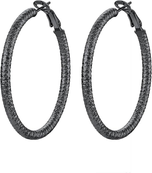 PROSTEEL 30/40/60/80/100mm Chunky Hoop Earrings For Women Gold Plated/Black Stainless Steel Hoops Earrings Statement Jewelry
