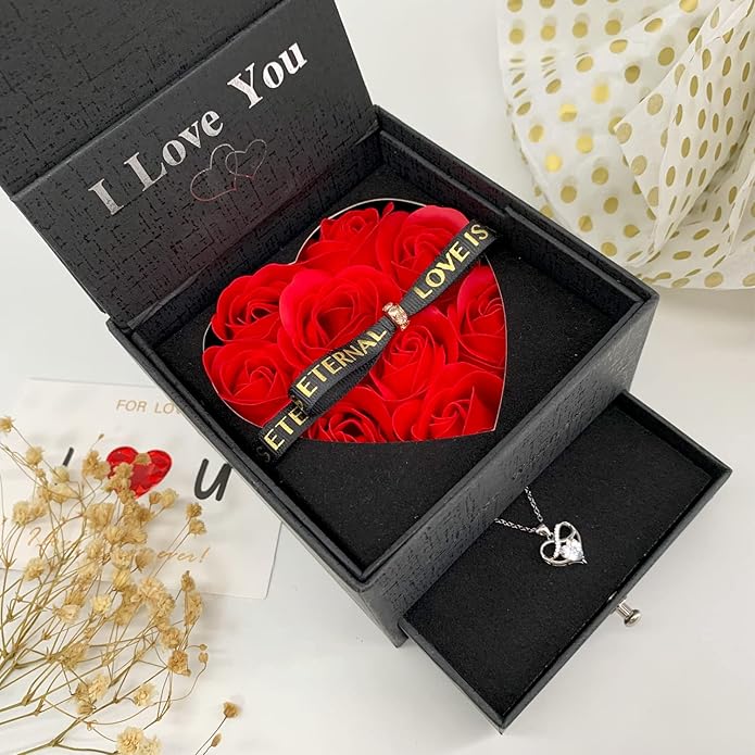 Mothers Day Gifts, Mom Gifts from Daughter Son, Necklace for Mom, Silver Necklace Gifts with Rose Flower for Grandma Daughter Girlfriend and Wife on Birthday Anniversary