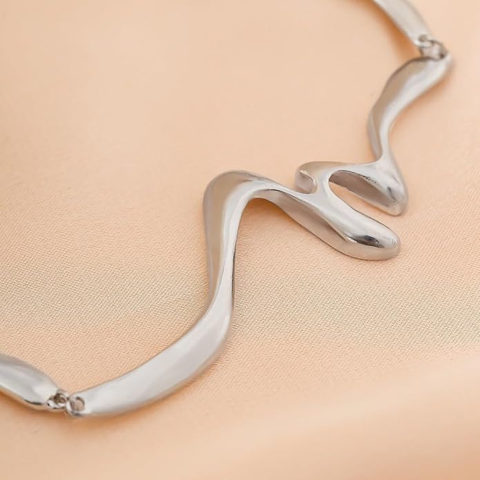Punk Dripping Water-drop Choker Necklace for Women,Thick Drippy Chain Liquid Metal Collar Necklace Rocker Hip-hop Necklace Cool Metallic Unique Funky Statament Grunge Jewelry